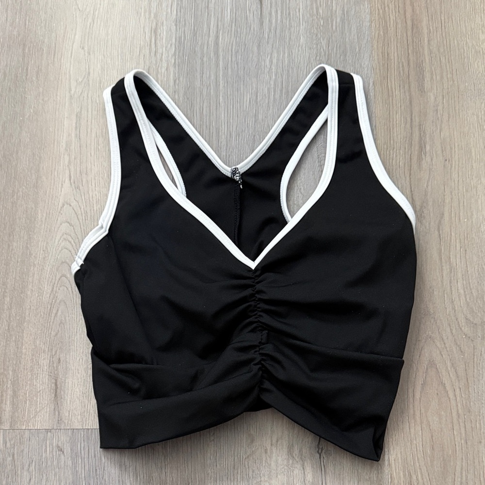 Black and White Ruched Tank